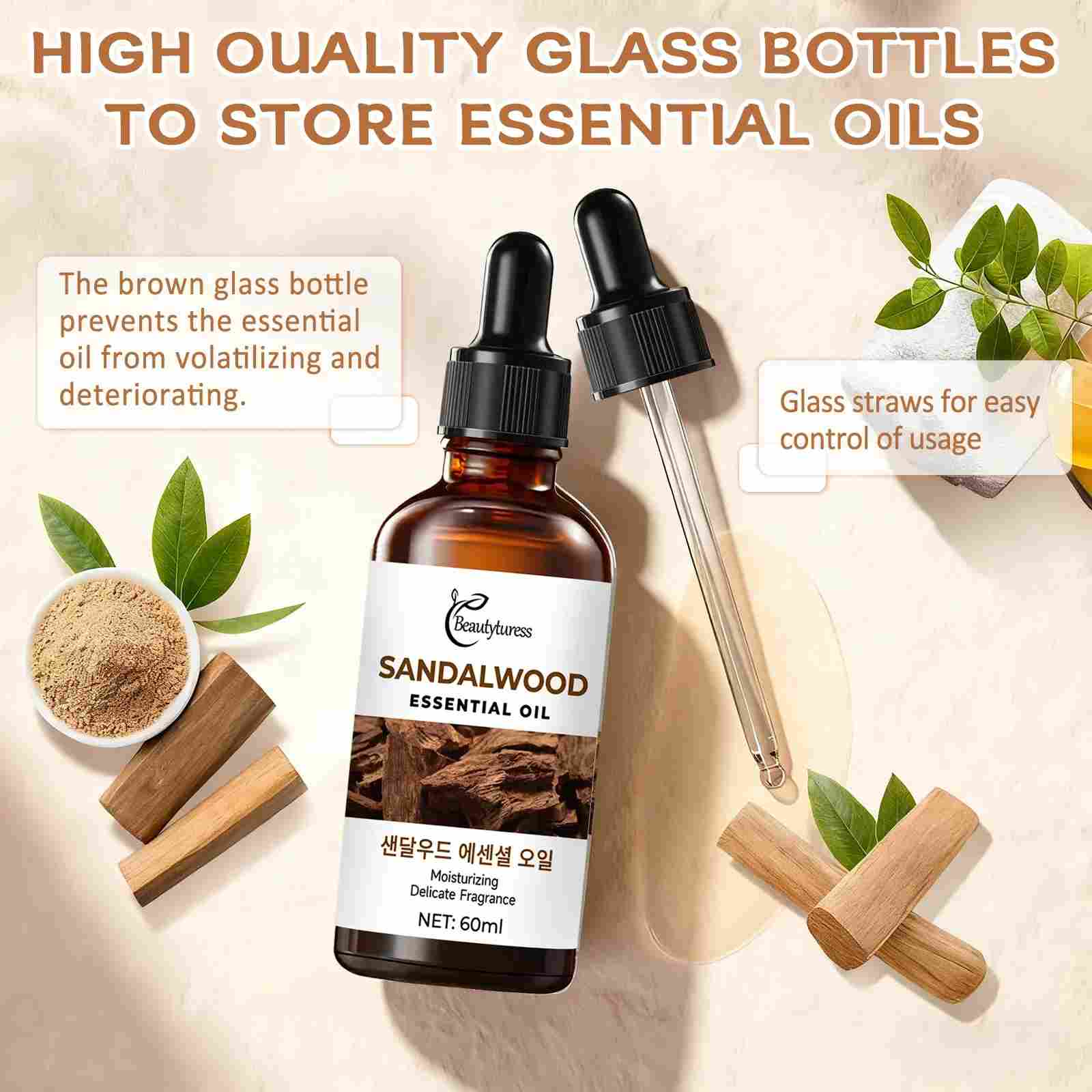 Pure Sandalwood Essential Oil - Beautyturess