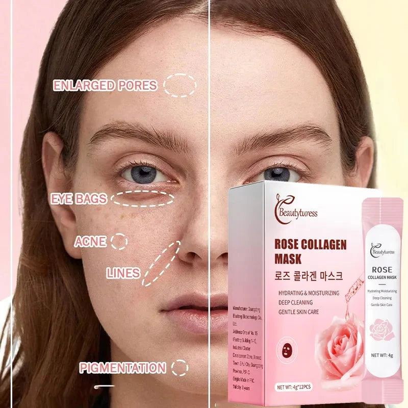 Rose Extract Collagen Facial Mask (12 Pack)