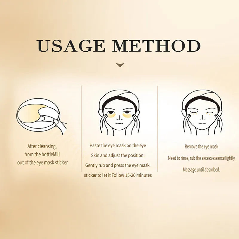 24K Gold Luxury Under Eye Patches (30 pairs) - Beautyturess