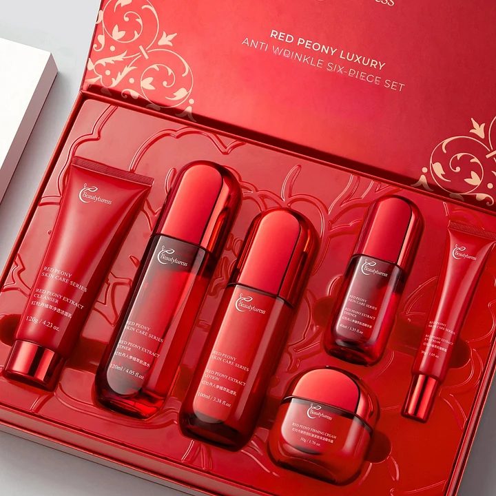 Red Peony Anti-Aging Luxury Skincare Set (6pcs) - Beautyturess