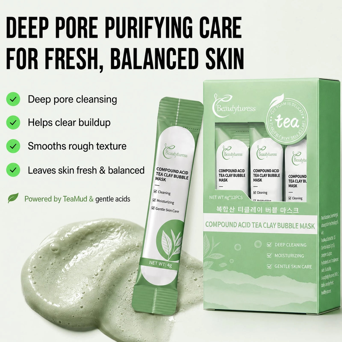 Composite Acid Tea Mud Bubble Mask (12 Pack)