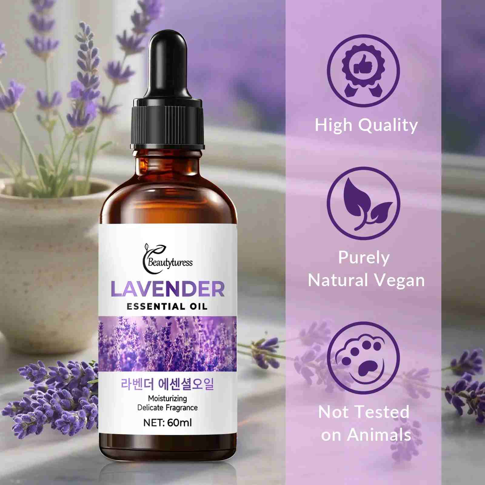 Pure Lavender Essential Oil - Beautyturess
