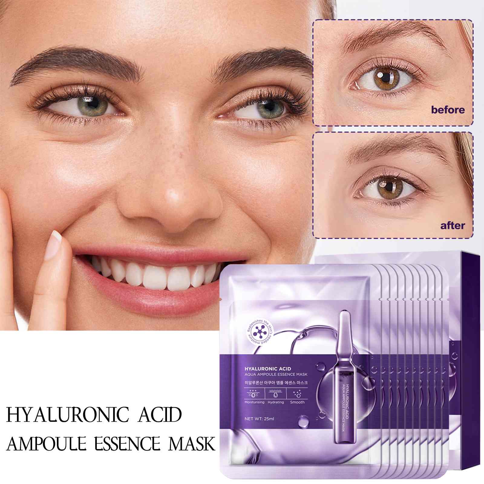 Hyaluronic Acid Hydro-Glow Ampoule Sheet Mask (10 Pack) - Beautyturess