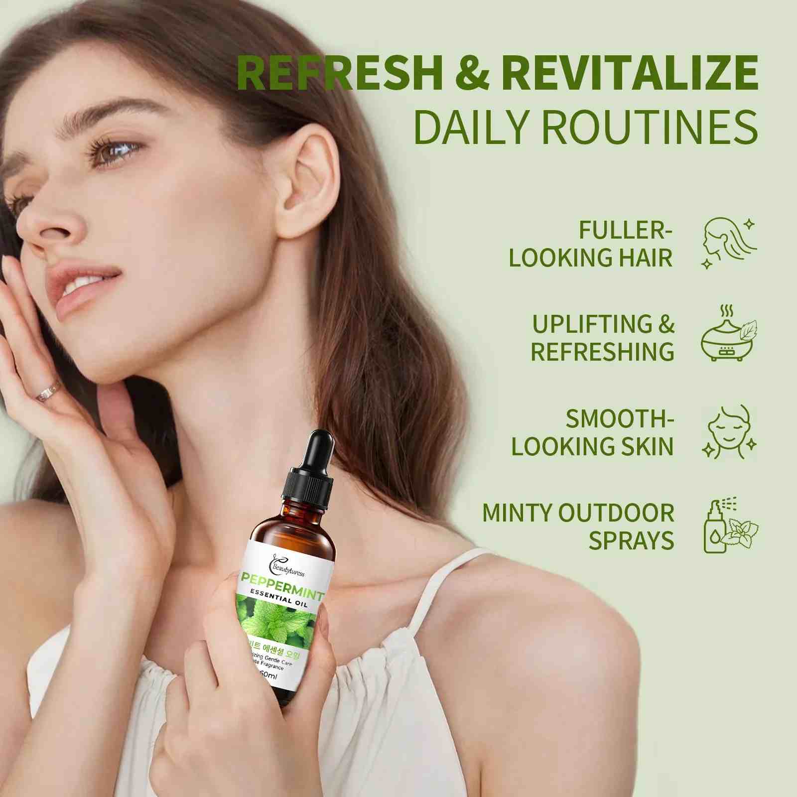 Pure Peppermint Essential Oil - Beautyturess