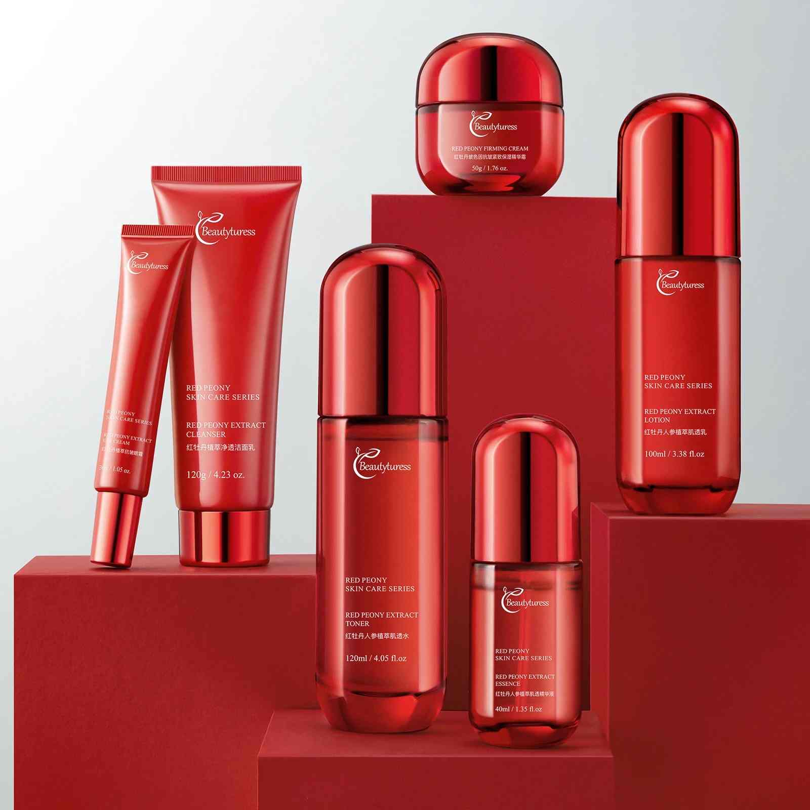 Red Peony Anti-Aging Luxury Skincare Set (6pcs) - Beautyturess
