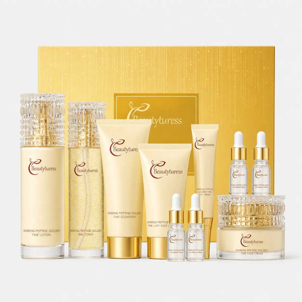Ginseng Peptide Golden Time Hydrating Skincare Set (10pcs) - Beautyturess