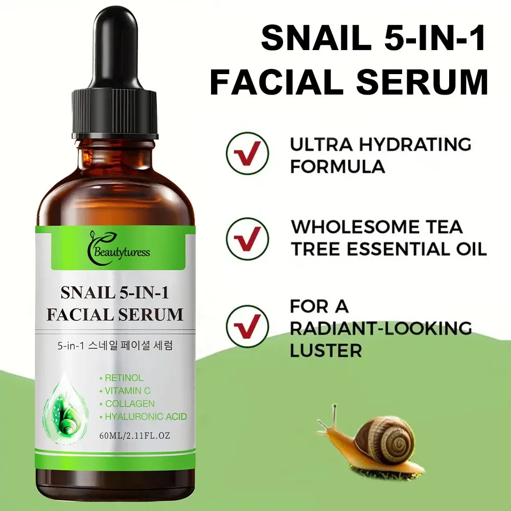 5-in-1 Snail Mucin Repair Facial Serum - Beautyturess