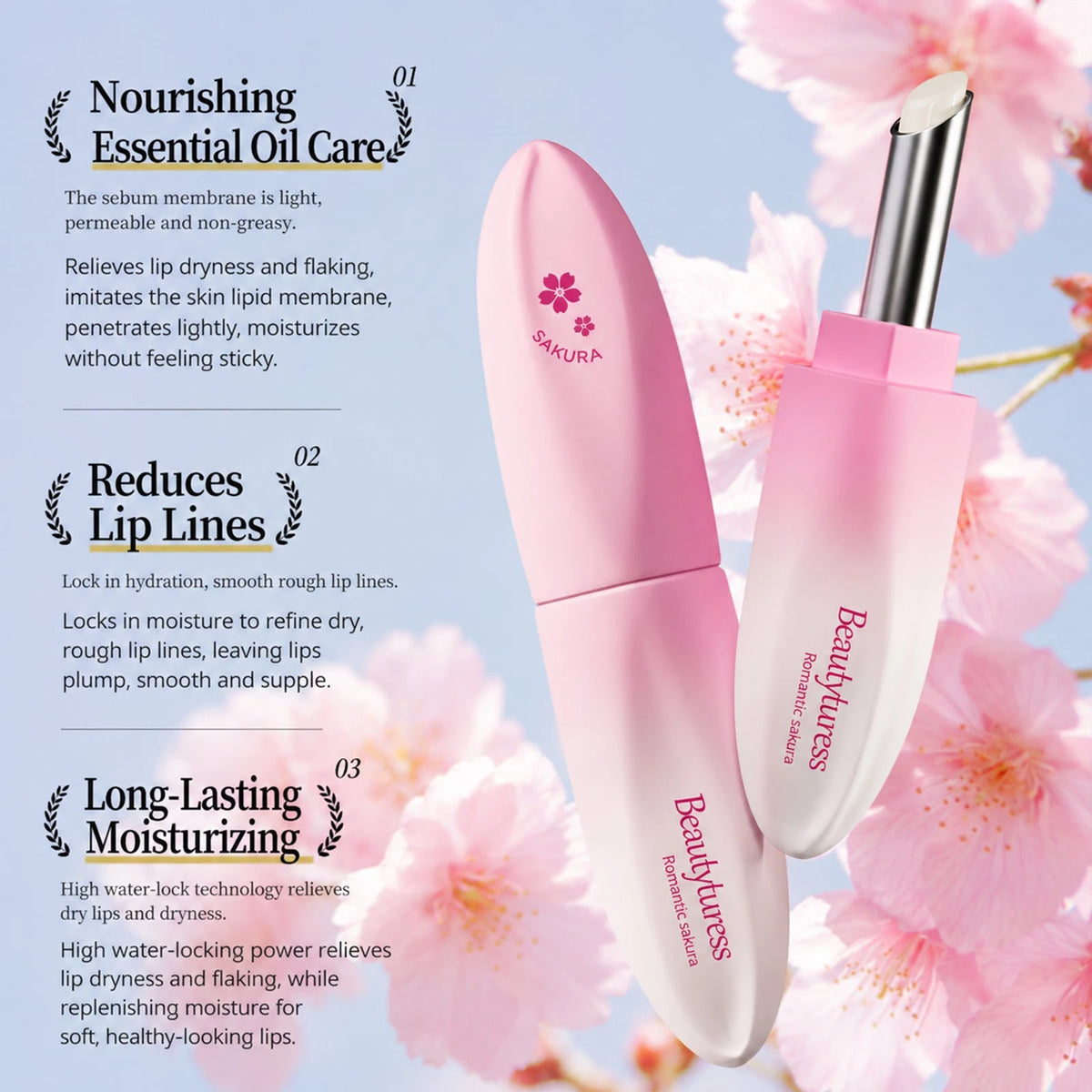 Romantic Cherry Blossom Moisturising Lip Balm
