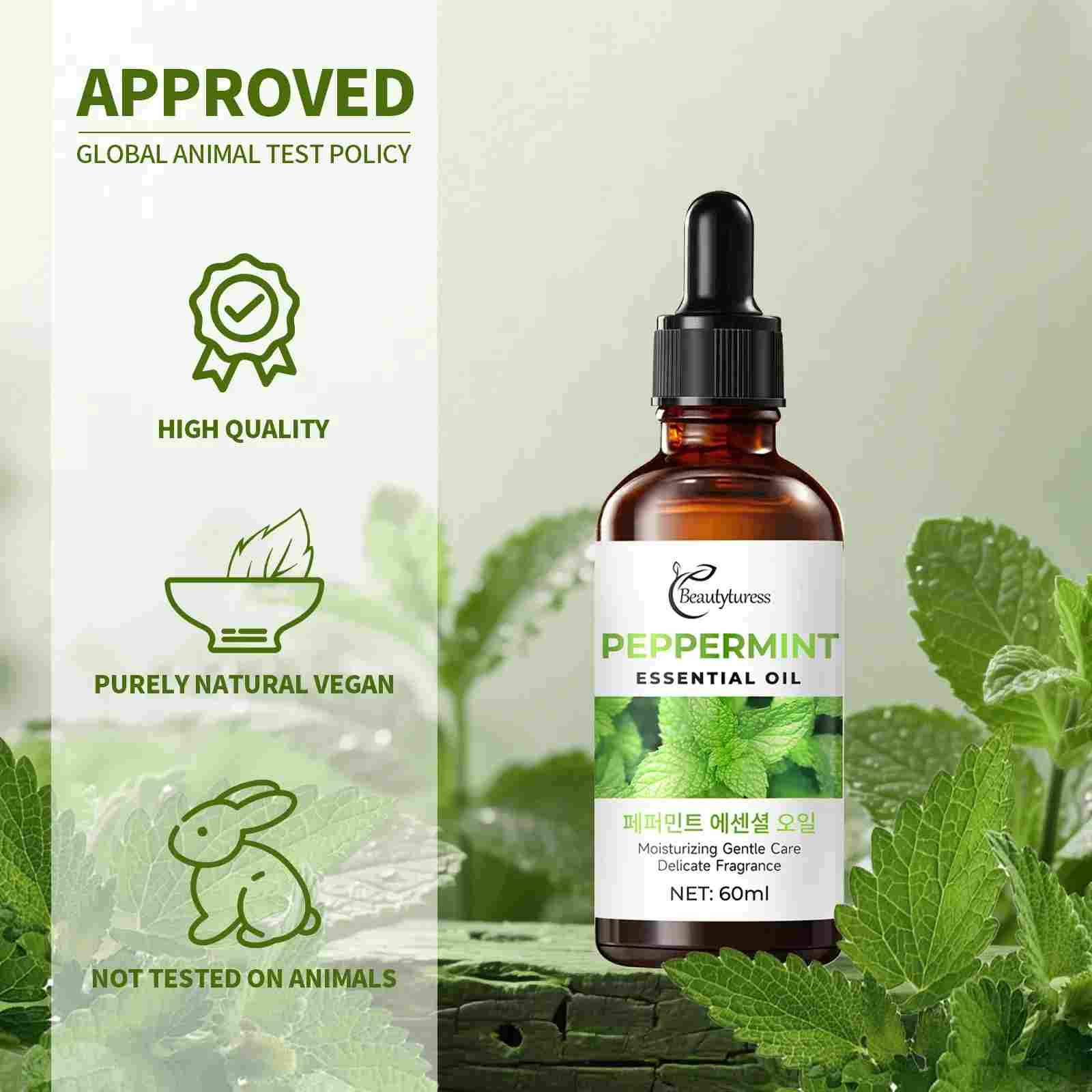 Pure Peppermint Essential Oil - Beautyturess
