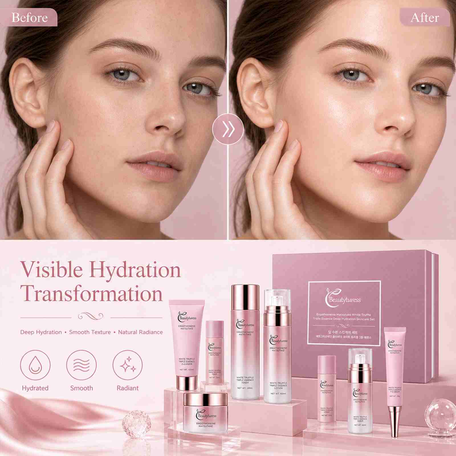 Ergothioneine Deep Hydration Set (8pcs) - Beautyturess