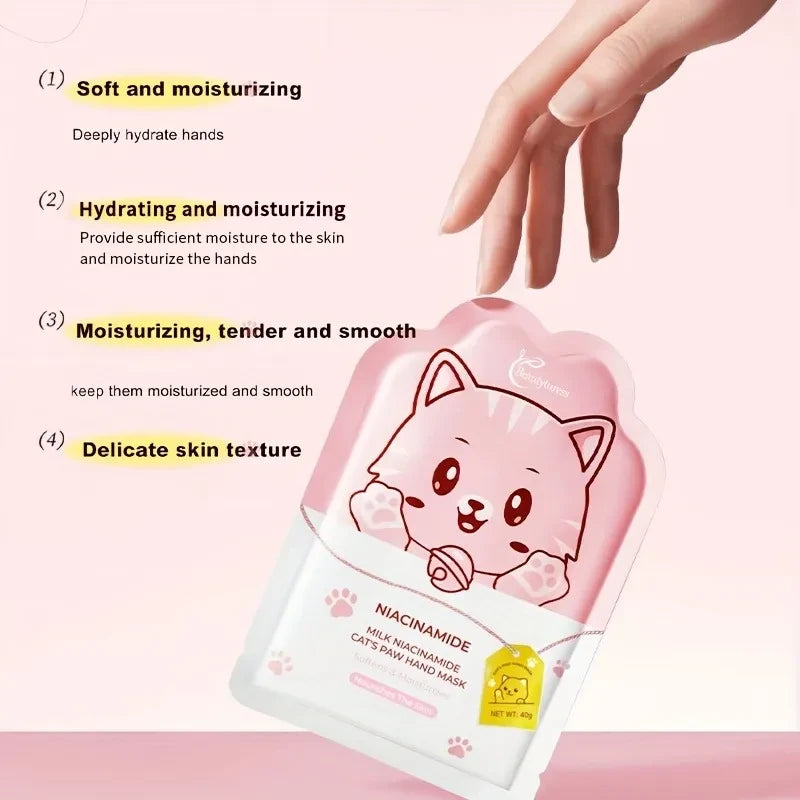 Goat Milk Niacinamide Cat's Paw Hand Mask - Beautyturess
