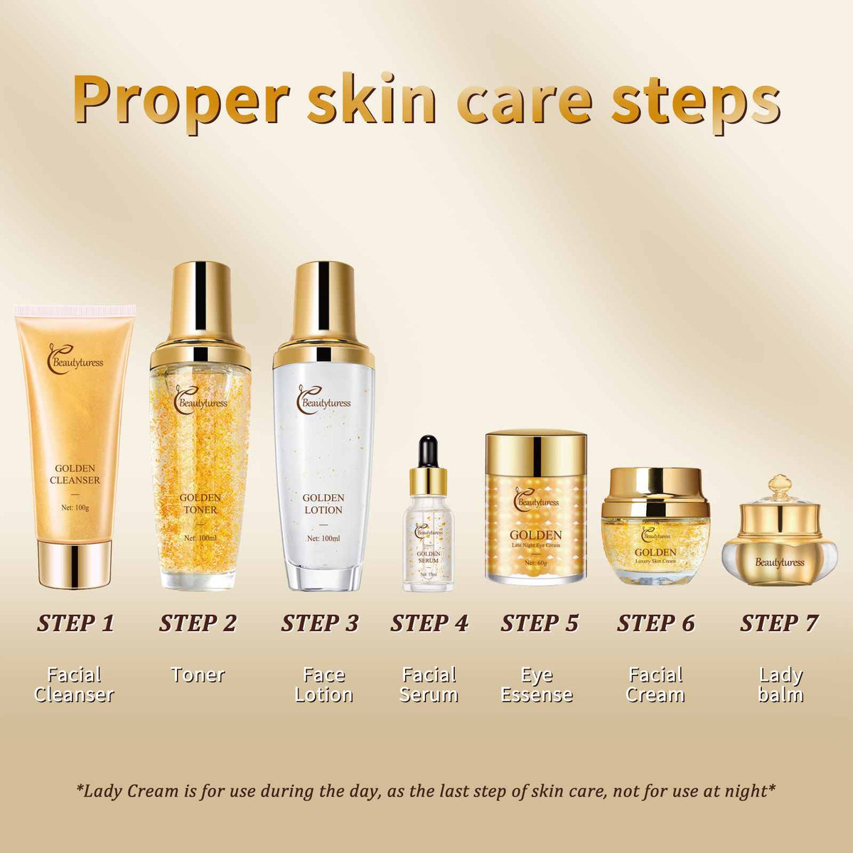 24K Gold Wrinkle Correcting Skincare Set (9pcs)