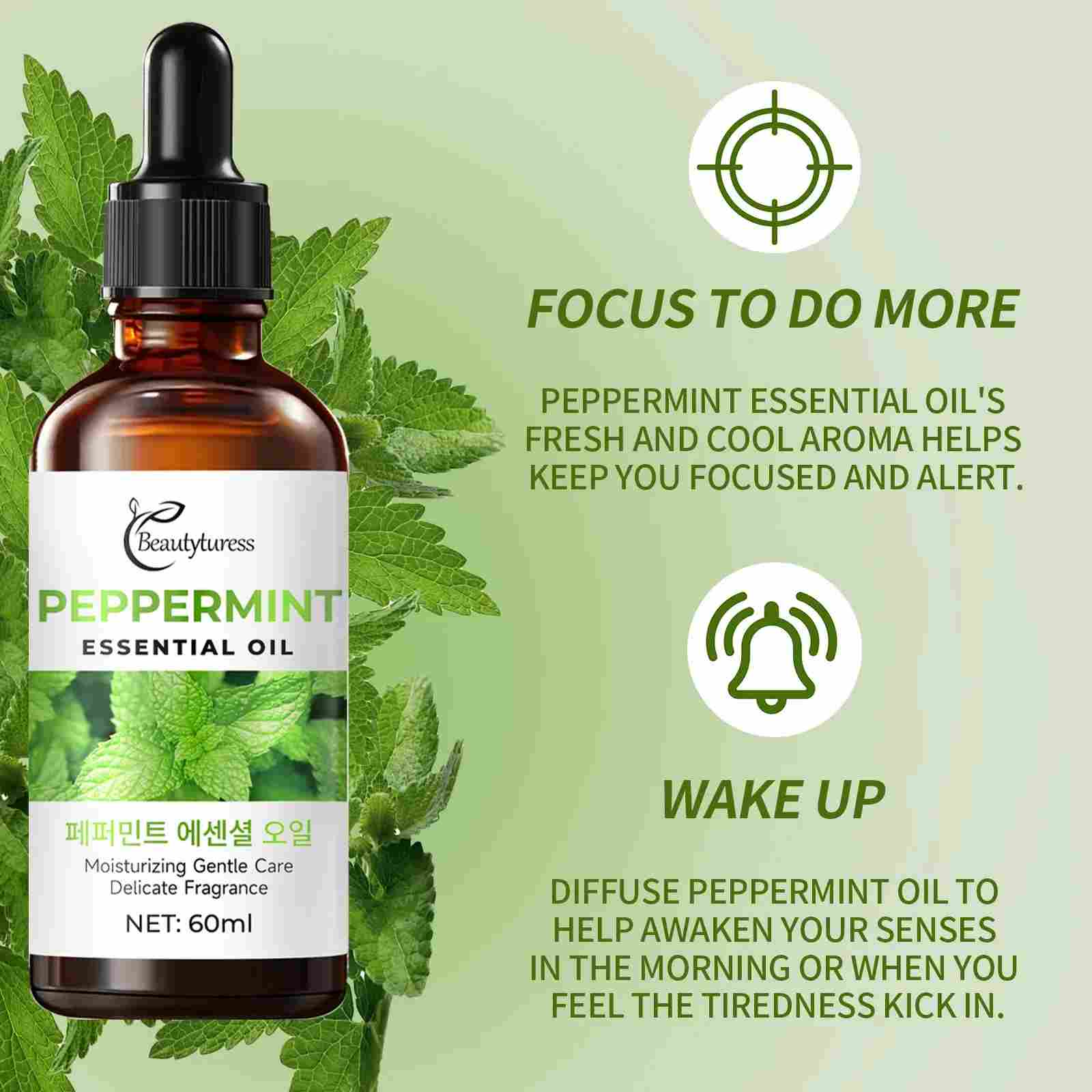 Pure Peppermint Essential Oil - Beautyturess
