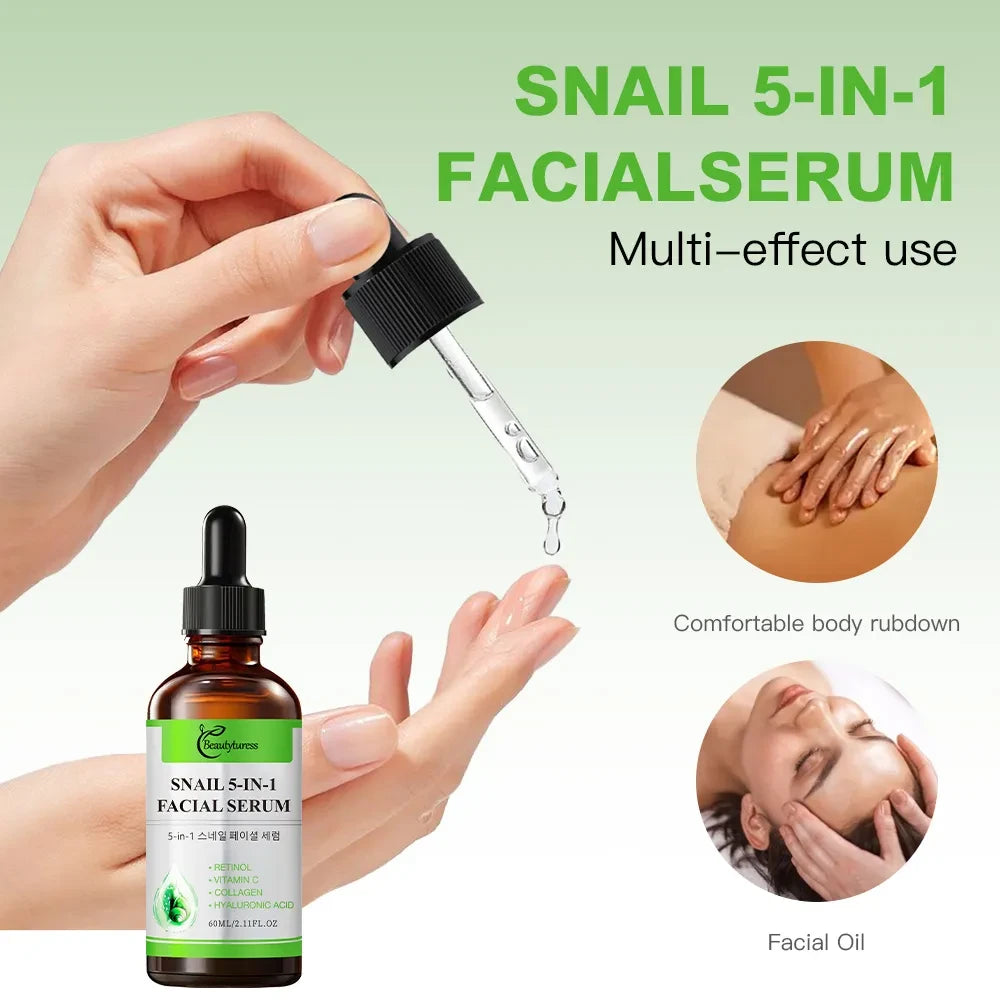 5-in-1 Snail Mucin Repair Facial Serum - Beautyturess