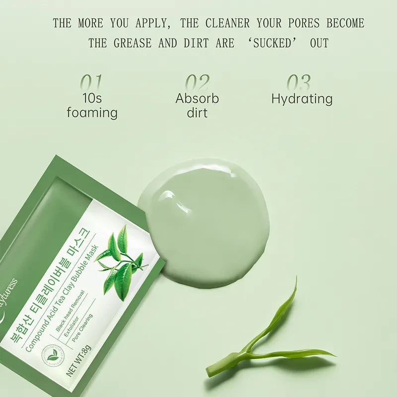 Multi-Acid Tea Clay Bubble Mask (16 Pack) - Beautyturess