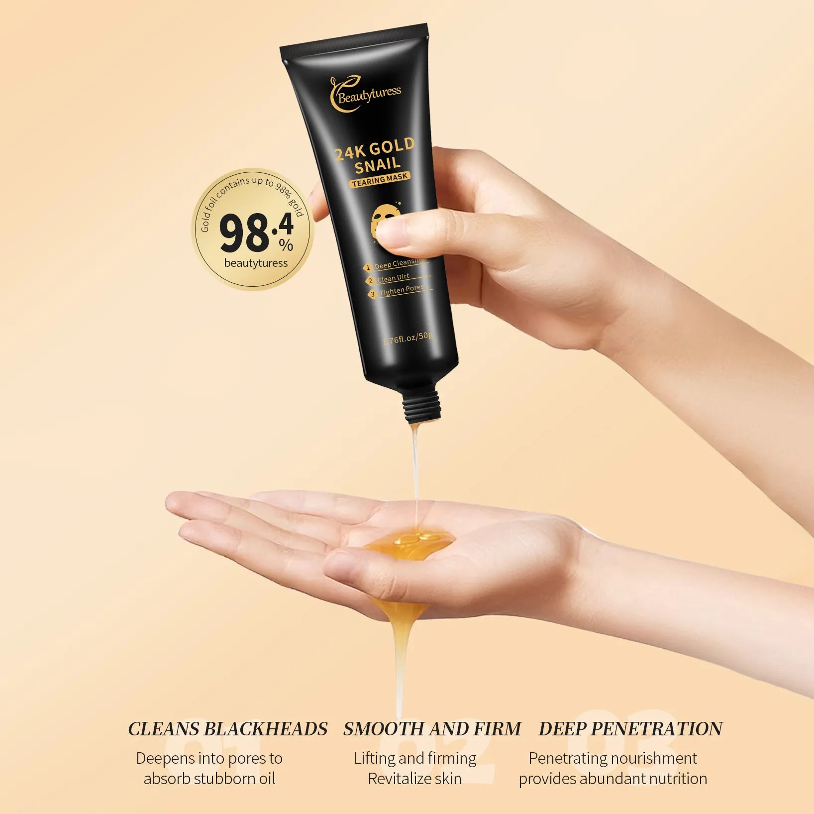 24K Gold Snail Mucin Peel-Off Mask - Beautyturess