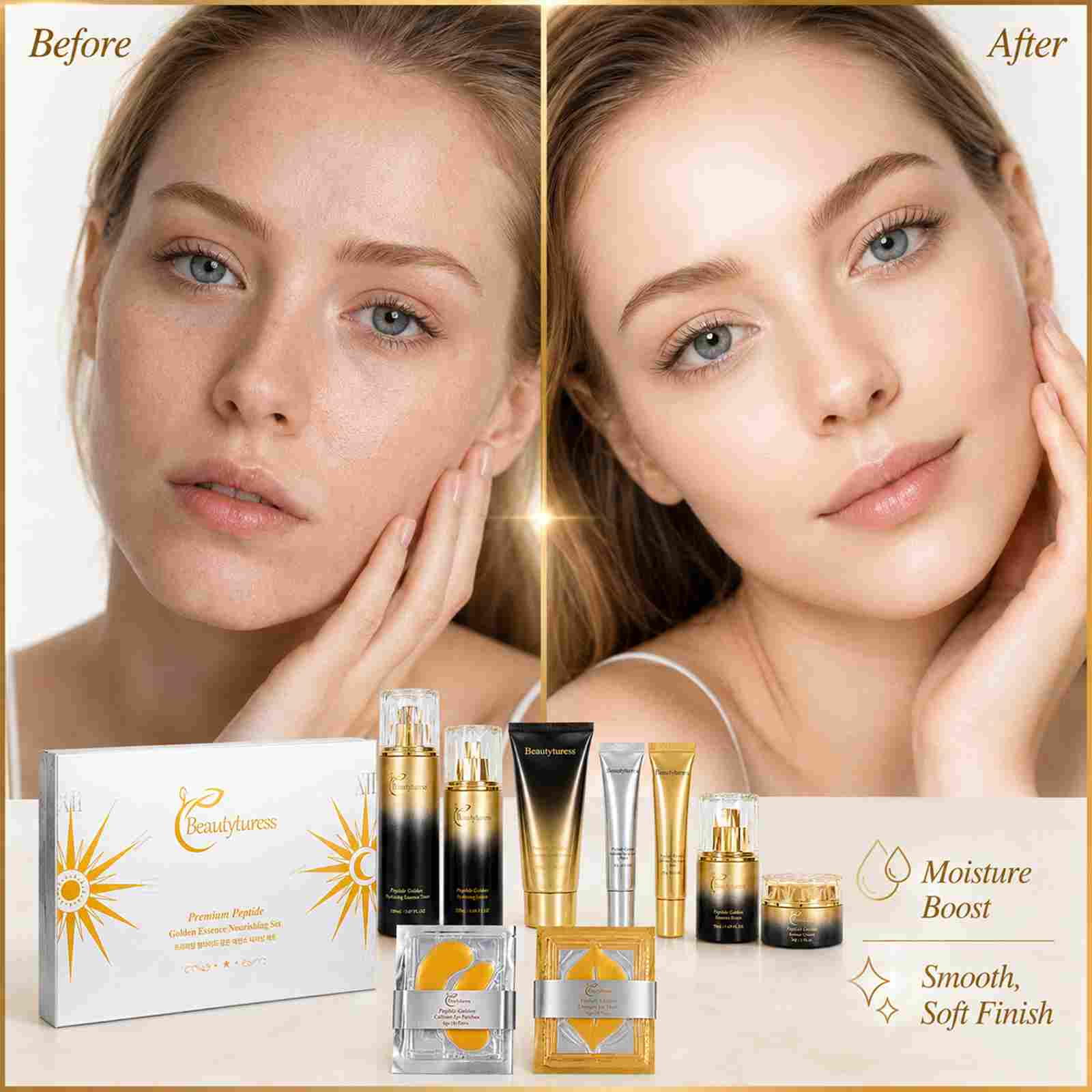 Peptide Hydrating & Smoothing Skincare Set - Beautyturess
