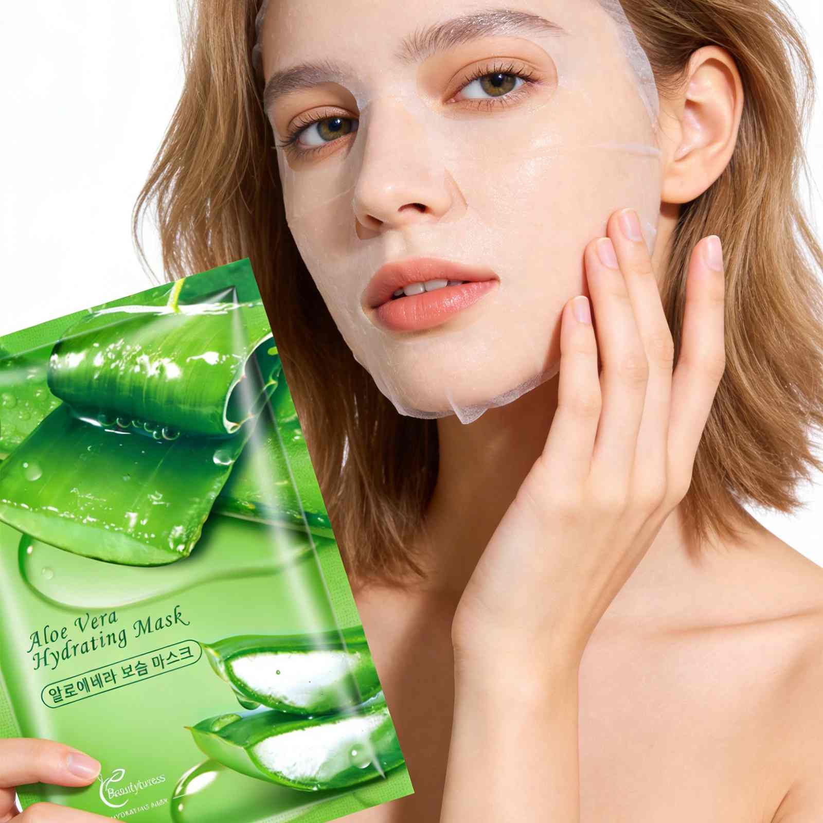 Natural Aloe Vera Hydrating Face Mask (10 Pack) - Beautyturess