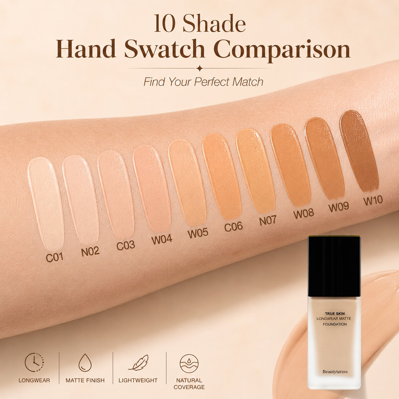 Natural Matte Longwear Foundation - Beautyturess