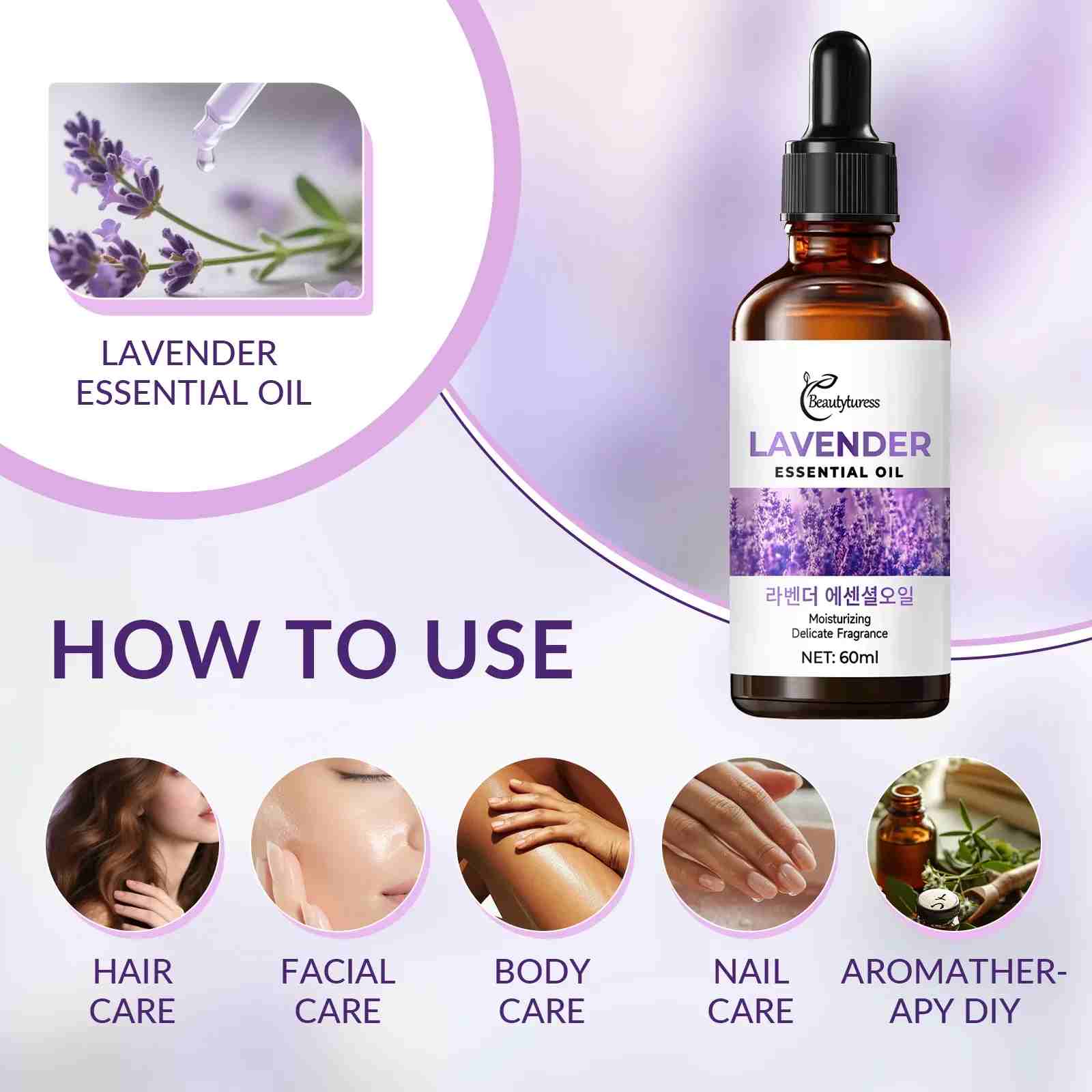 Pure Lavender Essential Oil - Beautyturess