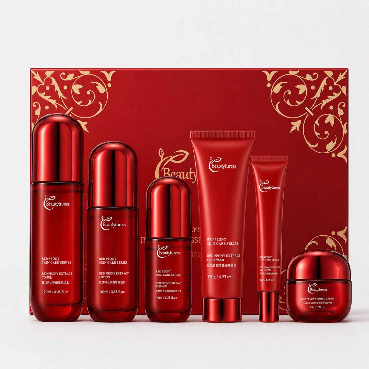 Red Peony Anti-Aging Luxury Skincare Set (6pcs) - Beautyturess