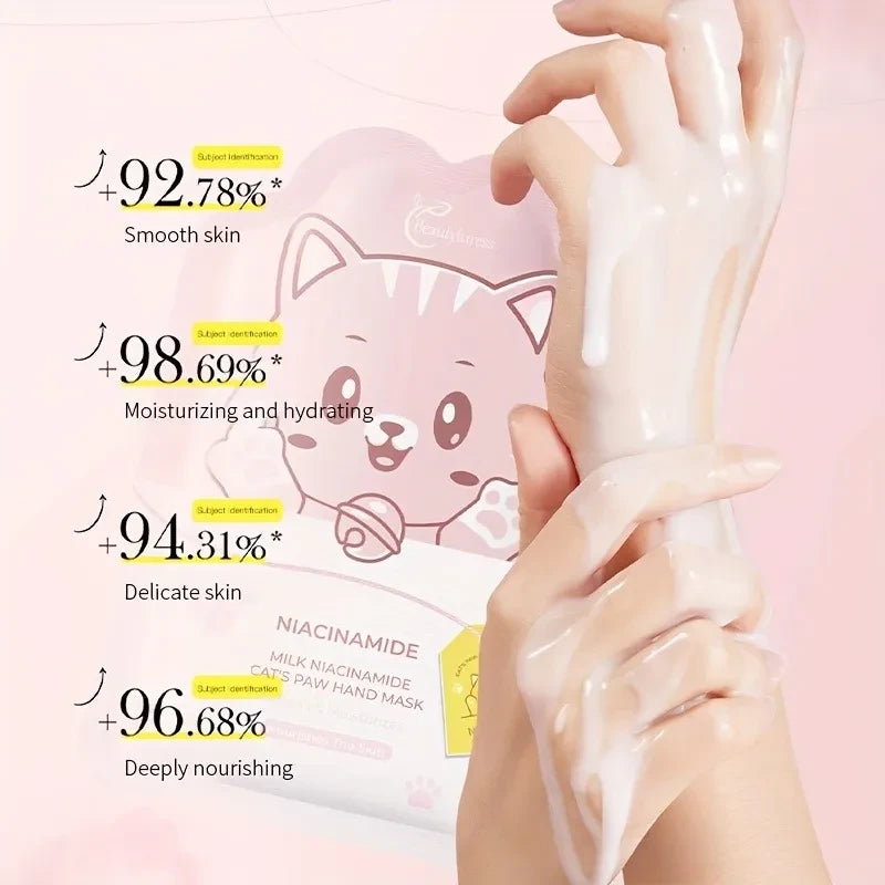 Goat Milk Niacinamide Cat's Paw Hand Mask - Beautyturess